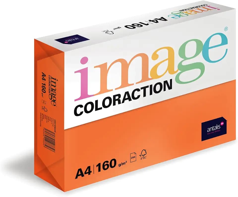 Image Coloraction Amsterdam - farbiges Kopierpapier - DIN A4, 210 x 297 mm, 160 g/m² - buntes, holzfreies Druckerpapier für Kopierer - 250 Blatt - Orange