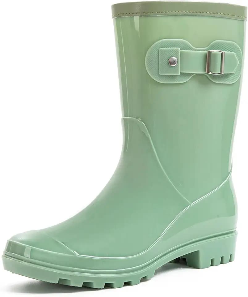 Women's Mid Calf Rain Boots Waterproof Fashion Garden Shoes Anti-slipping Rainboots For Women Comfortable Insole Light Rain Shoes