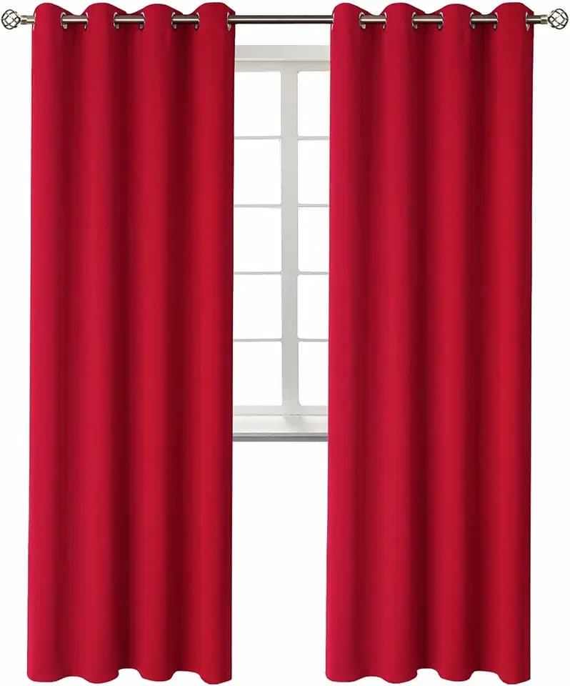 BGment Christmas Room Darkening Curtains 84 Inches Long - Grommet Thermal Insulated Drapes Window Treatment Curtains for Bedroom, 2 Panels, 52 x 84 Inch, Red