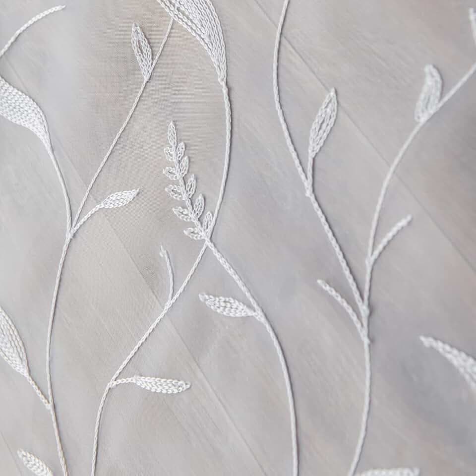 PHILEASY Window Art Three-Dimensional Embroider Leaf Sheer Curtains 84 Inches Long 2 Panels Sheer Curtain Transparent Basic Rod Pocket for Bedroom Living Room Children Room