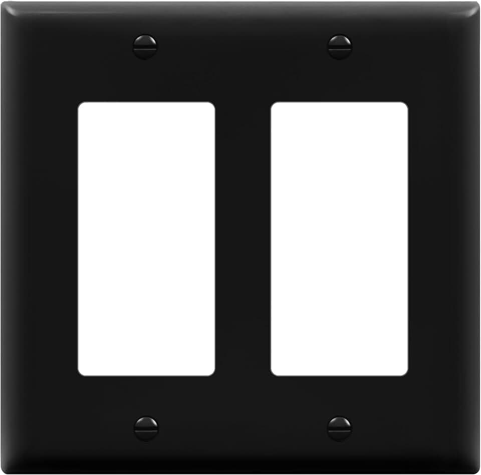 ENERLITES 2-Gang Black Decorator Light Switch Outlet Wall Plate Cover
