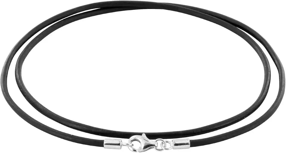 Auroris genuine leather cord necklace black with 925 sterling silver lobster clasp