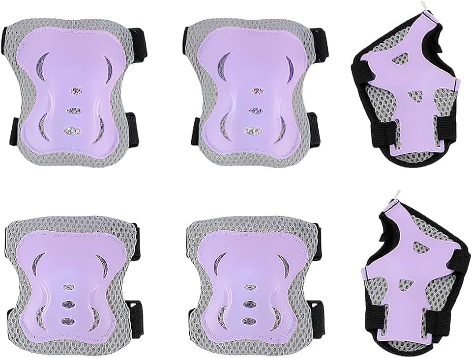 IKOPFLN Knieschoner Kinder Schoner Inliner Protektoren 6er Set Schützer Inliner Inline Skates Knie Und Ellenbogenschützer Schutzausrüstung Knieschützer Skateboard