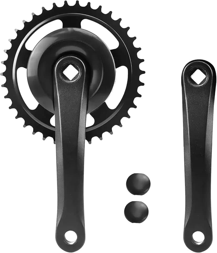 ZUKKA 170mm Fahrrad Kurbelgarnitur 38T/42T for Single/1/6/7/8 Speeds Arm aus Aluminiumlegierung für MTB Mountainbike Getriebe Vierkant Getriebe,Schwarz/Silber