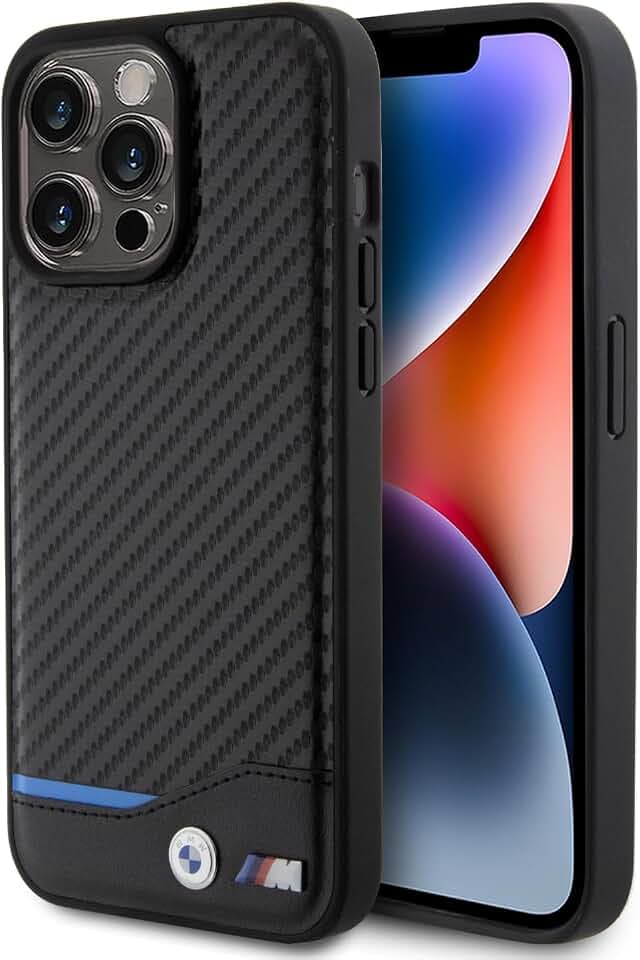 BMW BMHCP15M22NBCK Hülle für iPhone 15 Plus 6.7" Schwarz Leather Carbon