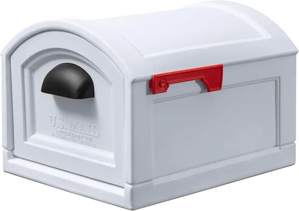 Step2 Town-to-Town XL Post-Mount Mailbox, Weather Resistant, Large Outdoor Mailboxes, Made of Durable Plastic, Easy to Install, USPS T4 Sized Mailbox, Flag Included, Classic White