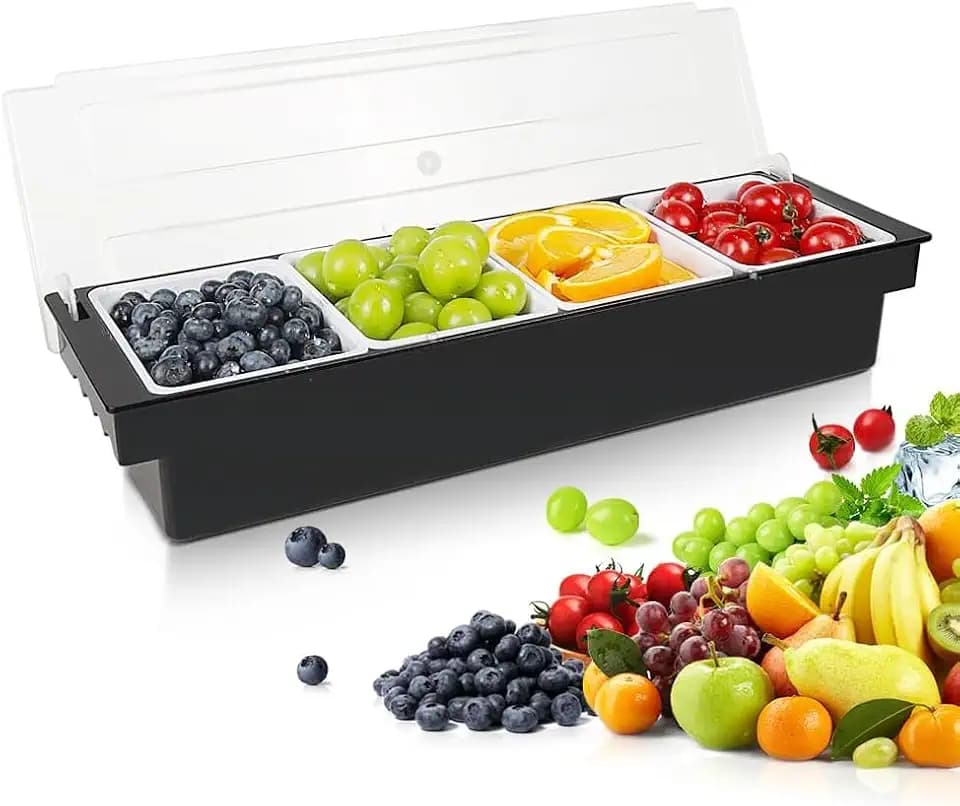 Qcwwy Pizza Toppings Station, Abnehmbare Wiederverwendbare Pizza Zutaten Gewürzspender Gewürzbox für Pizza Topping Container zu Hause oder Im Restaurant(4 Fächer)