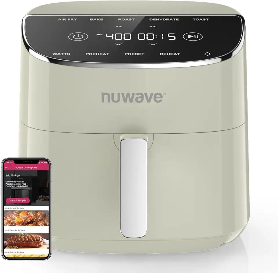 Nuwave Brio Plus Air Fryer 8 Qt, New & Improved, PFAS-Free Ceramic Coating