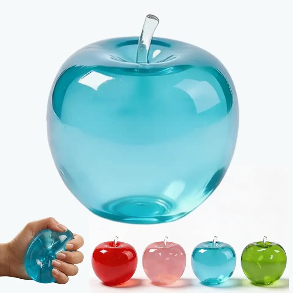 Blockfun Apple Squishy, 2026 New Slow Rising Stress Ball, Super Soft TPR Moldable Squeeze Toy, Slow Rising Fruit Squishy for Adults Anxiety Relief & Office Desk Decor (Blue)