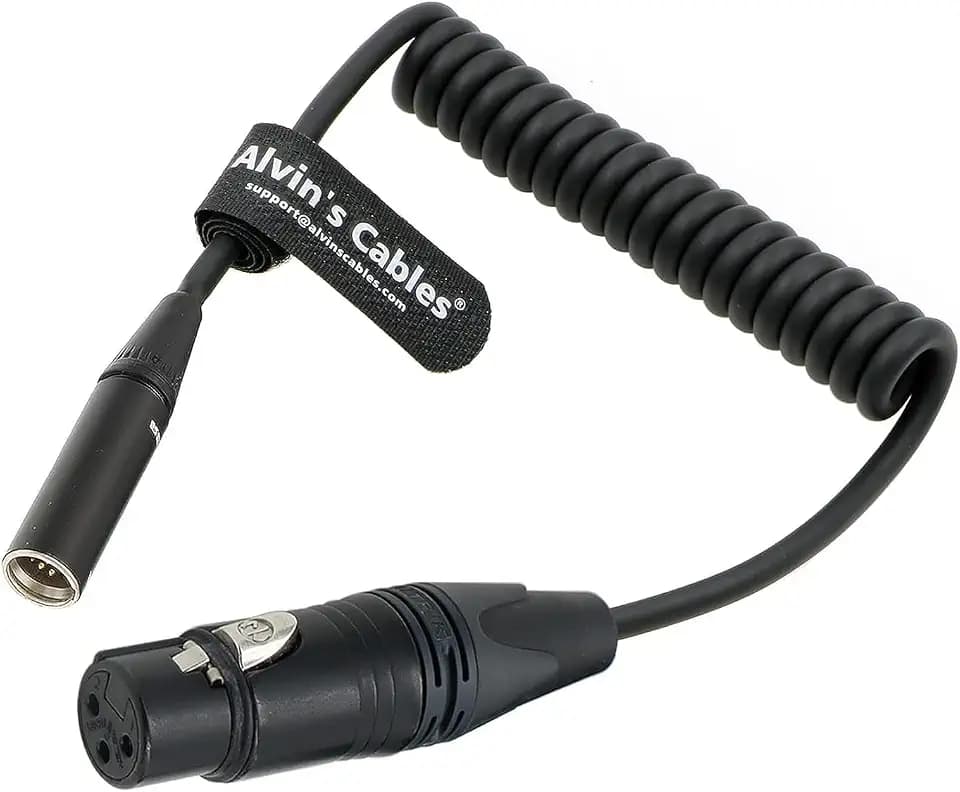 Alvin's Cables Mini XLR 3-poliger Stecker auf XLR 3-polige Buchse gewickeltes Audiokabel für Blackmagic Pocket Cinema Kamera BMPCC 4K/6K, Video Assist 4K, Sharp 8K Cam