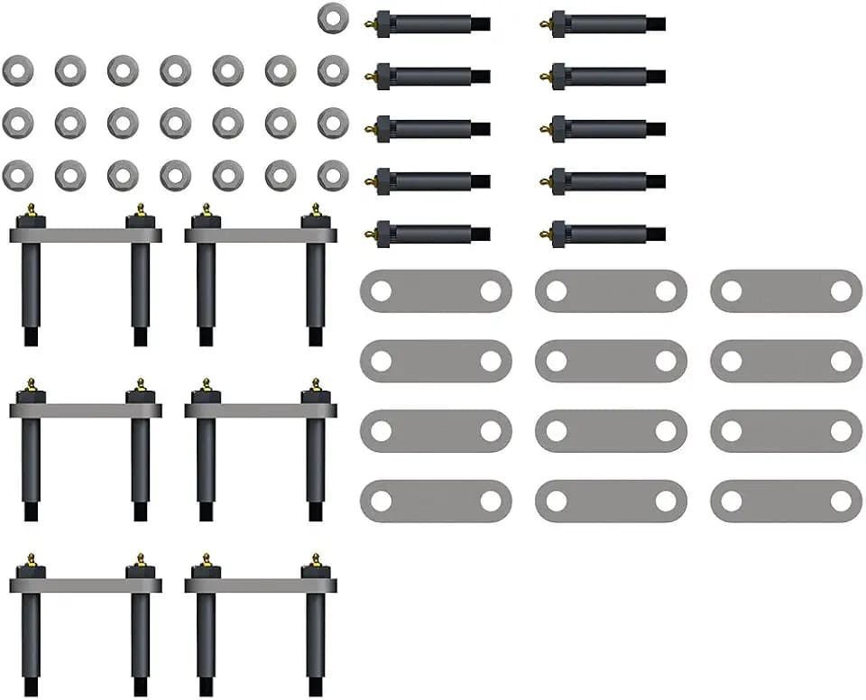 Lippert Replacement Trailer or RV Triple Axle Attaching Parts (AP) Hanger Kit with Wet Bolts, Long-Link Shackles, Ready-to-Grease Zerks, Flange Nuts, No Equalizer - 160951