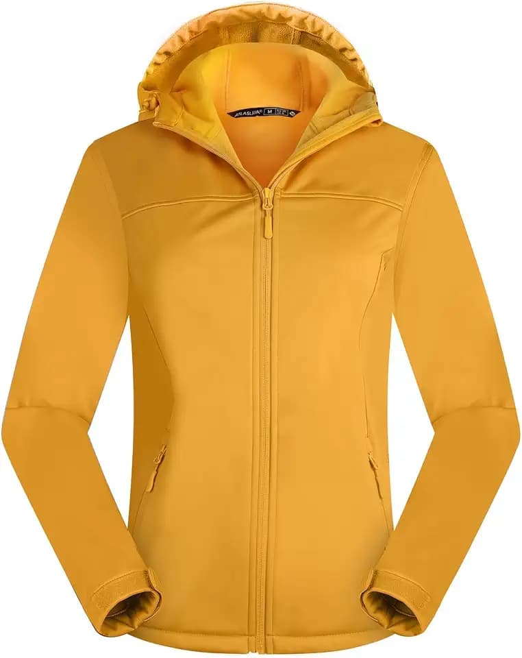 ATLASLAVA Damen Softshelljacke Wasserdichte Atmungsaktive Leichte Fleece Kapuze Übergangsjacke Laufen Wanderjacke S-XXL