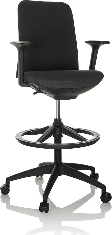hjh OFFICE Counterstuhl NESTORA Work Stoff, Arbeitsstuhl hoch, Drehstuhl mit höhenverstellbarer Fußablage, Schwarz, 760021