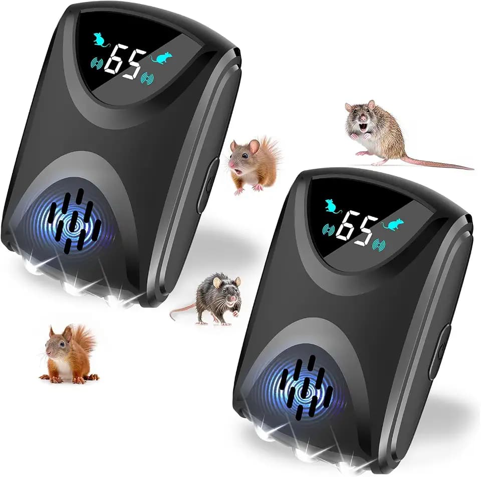 Mäuseabwehr, Ultraschall für Ratten, Ultraschall Maus mit LED-Licht, Abwehrmittel für Mäuse, Nager, Schädlinge, Ratten, Spinnen, Motten, Ameisen-2 Packs
