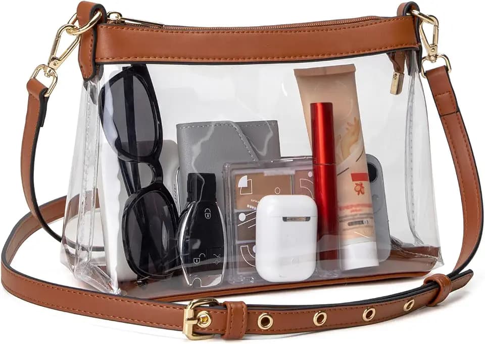 Wuflyover Clear Bag for Stadium Events, Clear Purse for Women
