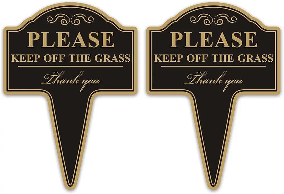 Keep Off the Grass Sign, Yuntarda 2-Pack 10”x14” Stay Off Grass for Yard with Stake Double Sided No Poop Dog Sign for Lawn Easy Install for Outdoor Use