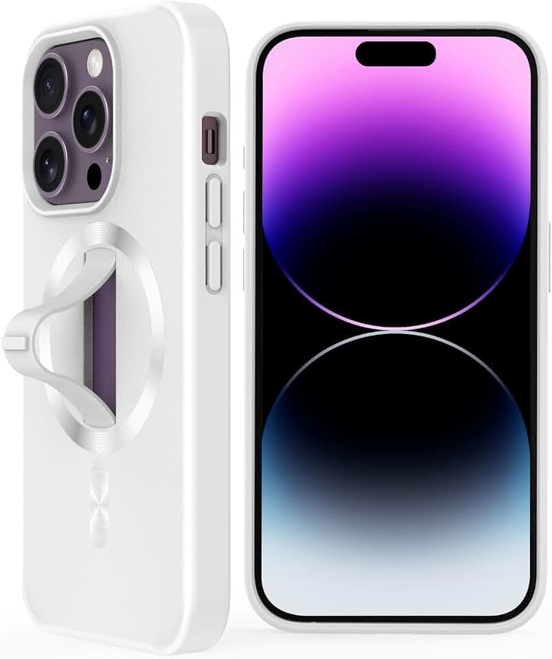 AUROX for iPhone 14 Pro Max Case with Invisible Stand, White