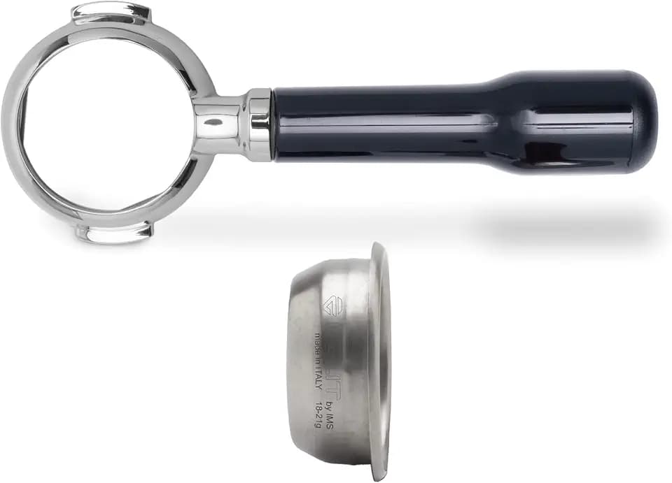 LELIT LELIT 58 Bottomless Portafilter - Inklusive Edelstahlfilter mit 2fach Dosierung - Klassischer Griff - PLA580S - Silber/Poliertes Schwarz