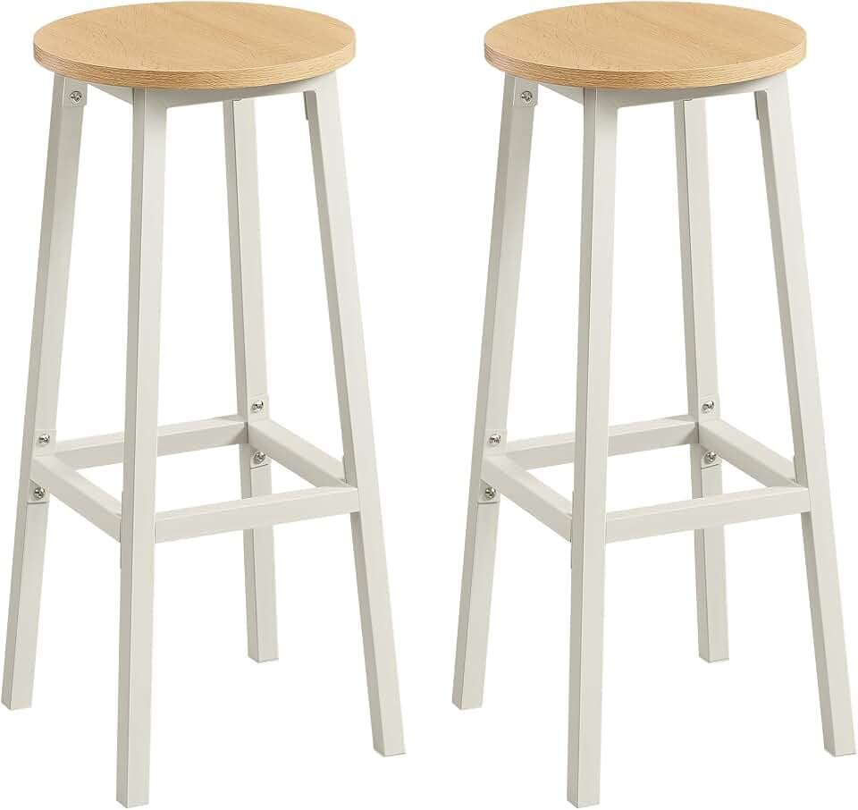 VASAGLE Barhocker, 2er Set, mit Fußstütze, 74 cm hoch