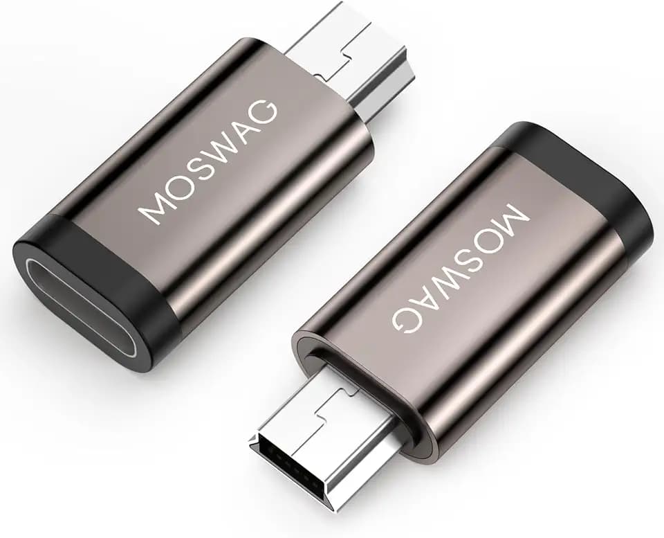 MOSWAG USB C to Mini USB 2.0 Adapter, USB-C Female to USB Mini Male 2 Pack