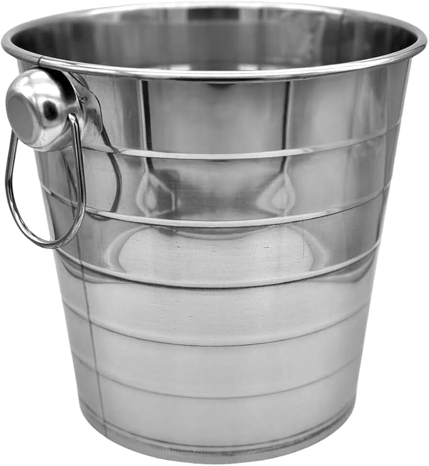 Oceano Eiskübel aus Edelstahl, Metalleimer für Eis, 2 Griffe, Flaschenkühler für Weine, Champagner, Partys, Events (6L)