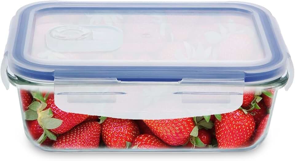 Amig - Glasbehälter mit Deckel 570 ml | Luftdichter Behälter für Lebensmittel Mod. 300 | Glasbehälter geeignet für Mikrowelle, Backofen, Gefrierschrank und Spülmaschine, leicht zu reinigen