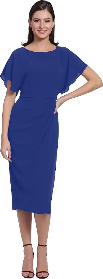 Maggy London Women's Dresses Boat Neck Flutter Sleeve Dress Occasion Event Guest of