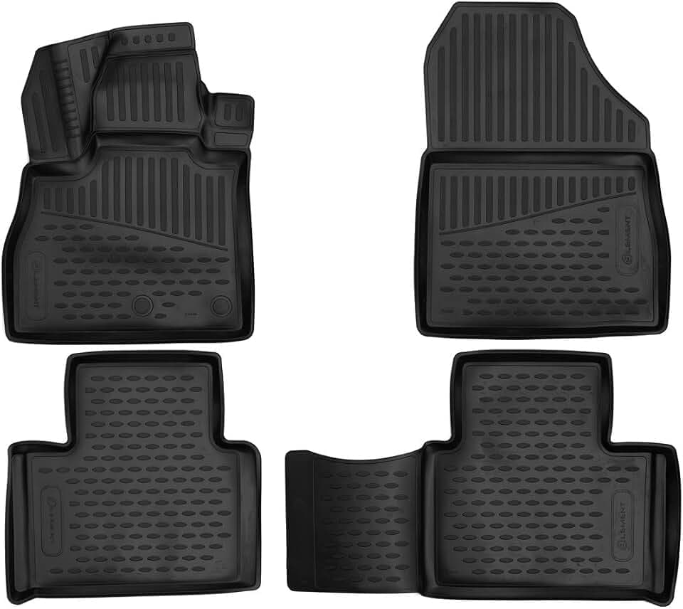 ELEMENT 3D Gummimatten Fussmatten Set passend für Renault Scenic | Mk4 | 2016 -> | 100% passgenaue Auto Fußmatten, robuste Universal Fußmatte Auto, Gummimatten, Schwarz