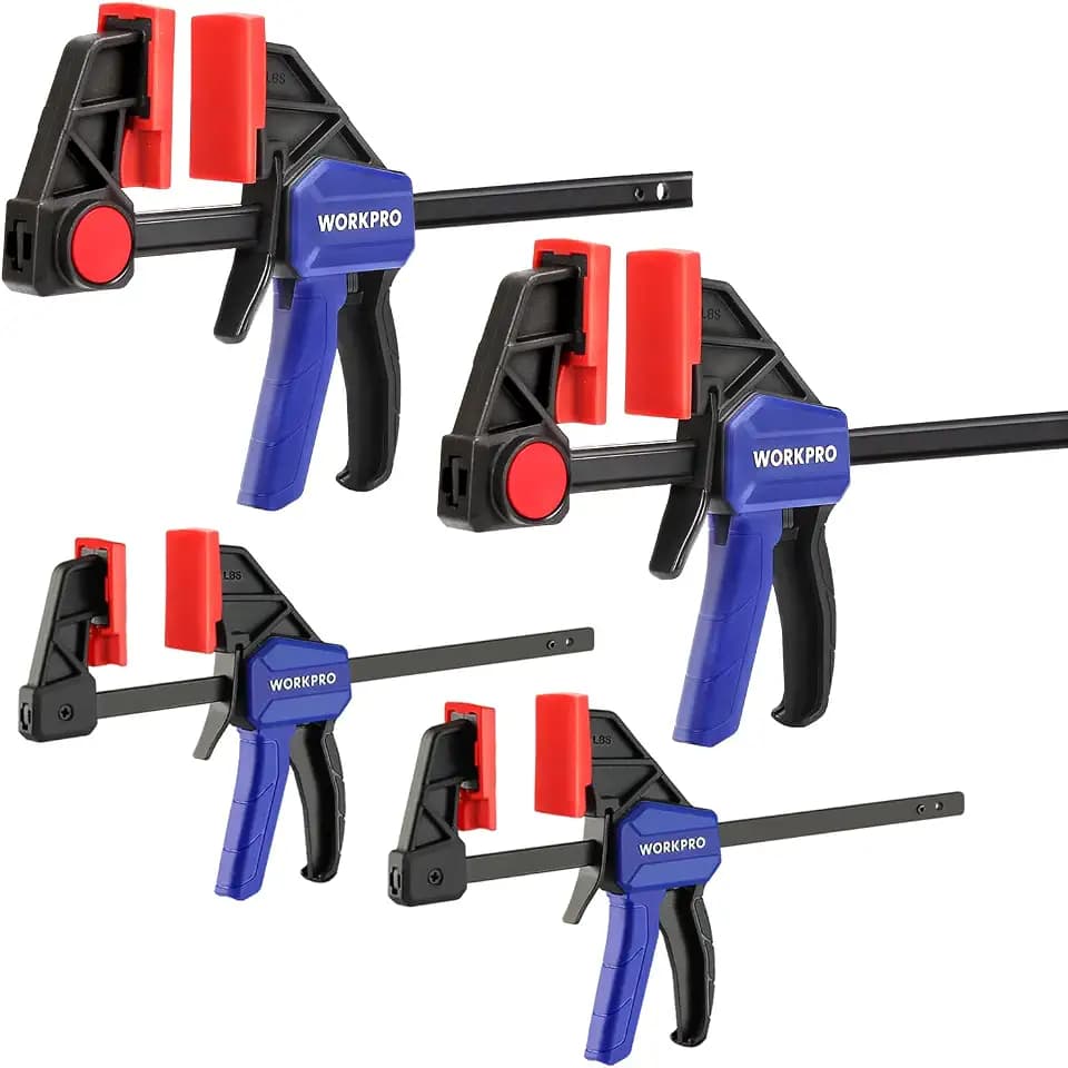 WORKPRO 4-Piece Mini Bar Clamp Set, 6"(2) & 4-1/2"(2) Wood Clamps, Blue