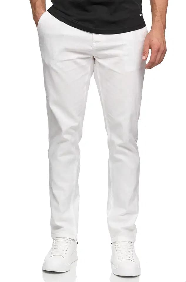 Indicode Herren Bryne Stoffhose aus Baumwolle und Leinen mit 4 Taschen