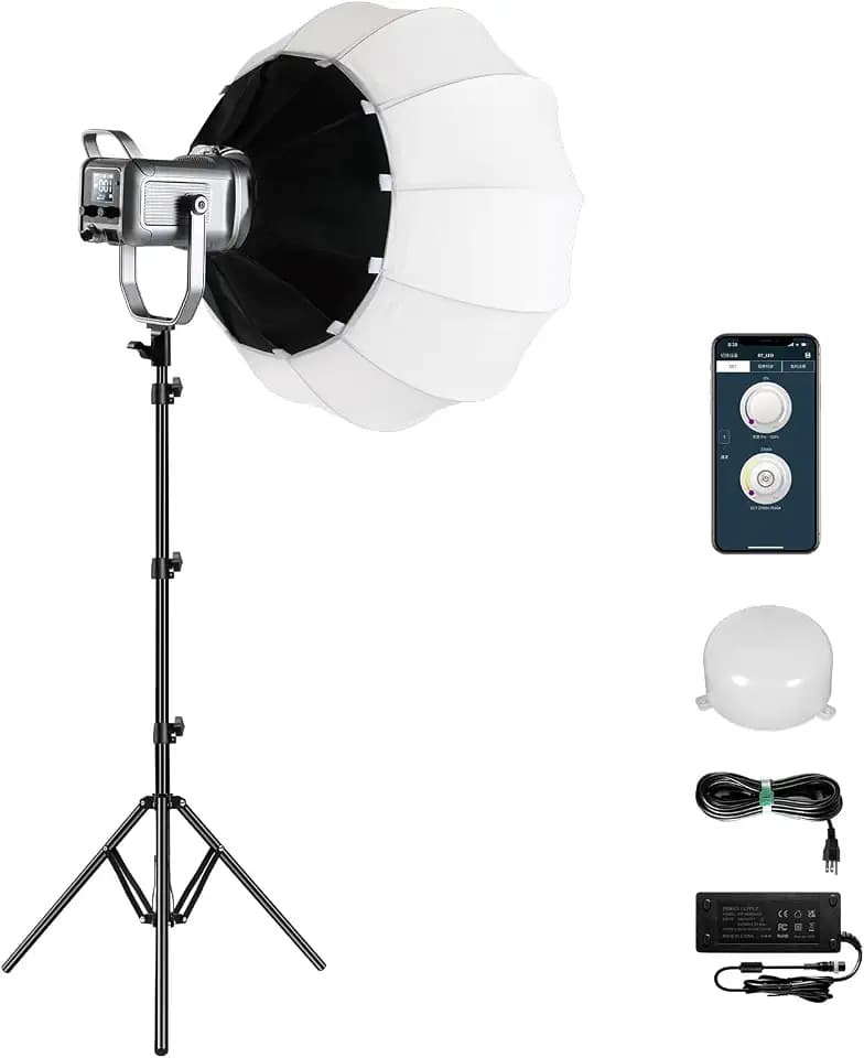 GVM 150W Video Light Kit, 2700K-7500K Continuous Lighting for Photography with Lantern Softbox&Stand, Bi-Color Studio Light Kit with Bluetooth Control, CRI 97+ 8 Scene Lights for Live Streaming