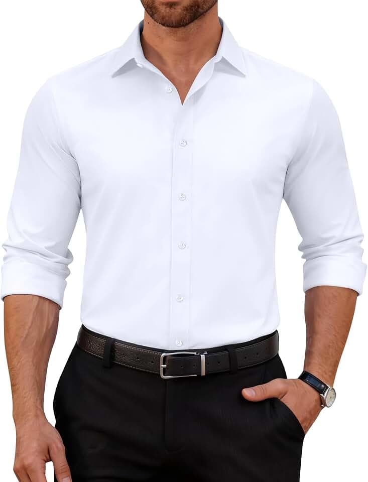 siliteelon Hemd Herren Langarm Bügelfrei Businesshemd für Männer Baumwolle Business Anzughemd Formeller Hochzeit Büro ohne Tasche
