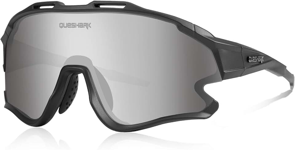 Queshark Fahrradbrille TR90 Unbreakable Frame für Männer Frauen mit 1 Polarisierte Linse 3 HD Linse, Anti-UV400 zum Fahren Angeln Laufen Wandern