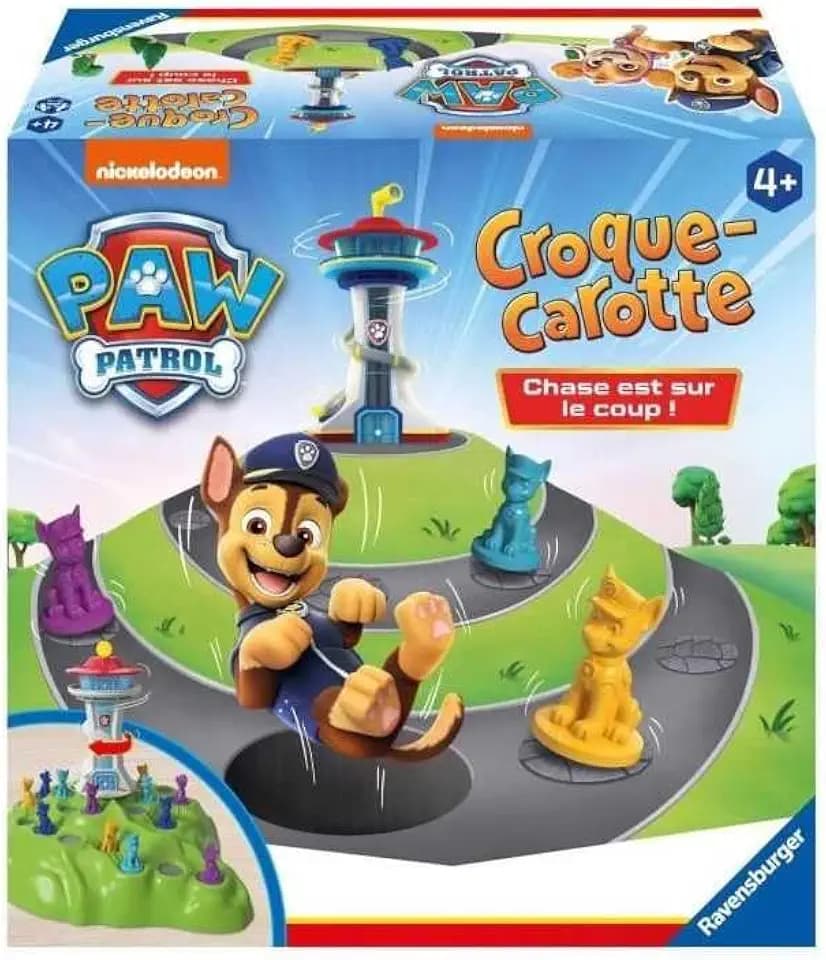 Ravensburger - Croque Carotte Paw Patrol - Lustiges Kursspiel - Chase Headquarters - 2 bis 4 Spieler - ab 4 Jahren - 22385 - Französische Version