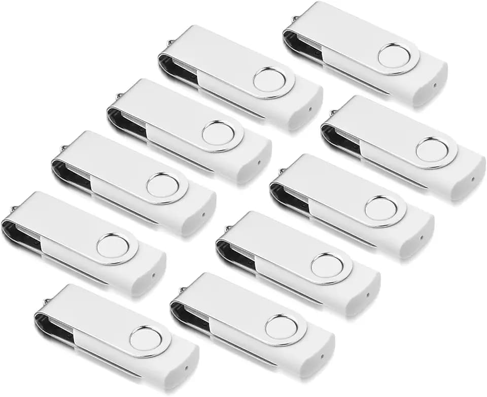 AreTop USB Stick 8GB 10 Stück, 360° drehbar USB 2.0, Weiß