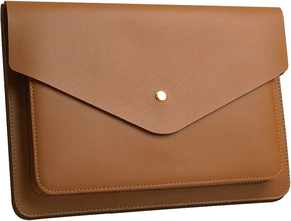 Leather Laptop Sleeve 15Inch 16 Inch Compatible with New MacBook Pro 16, New MacBook Pro 15, Surface Book 15, Dell XPS 15 Color Brown