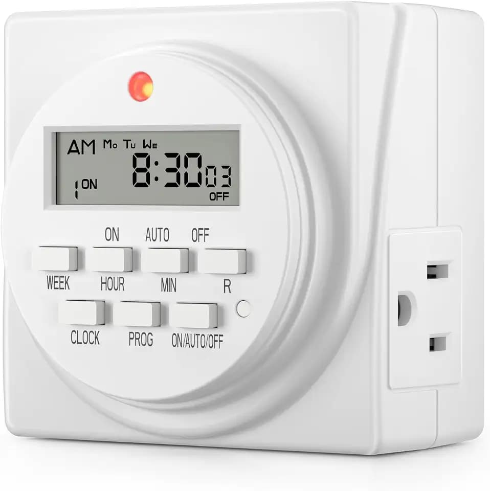 BN-LINK Indoor 7-Day Programmable Digital Timer Outlet, 2 Outlets, 1 Pack