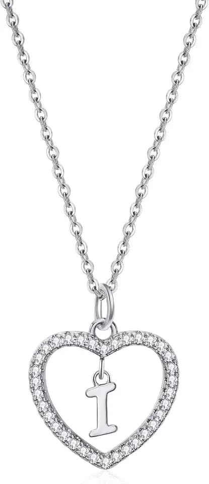 Herz Initial Halskette für Frauen Personalisierte Silber Halskette Buchstabe A-Z Name Anhänger Halsketten CZ Schmuck Message Card Geschenke für Mädchen
