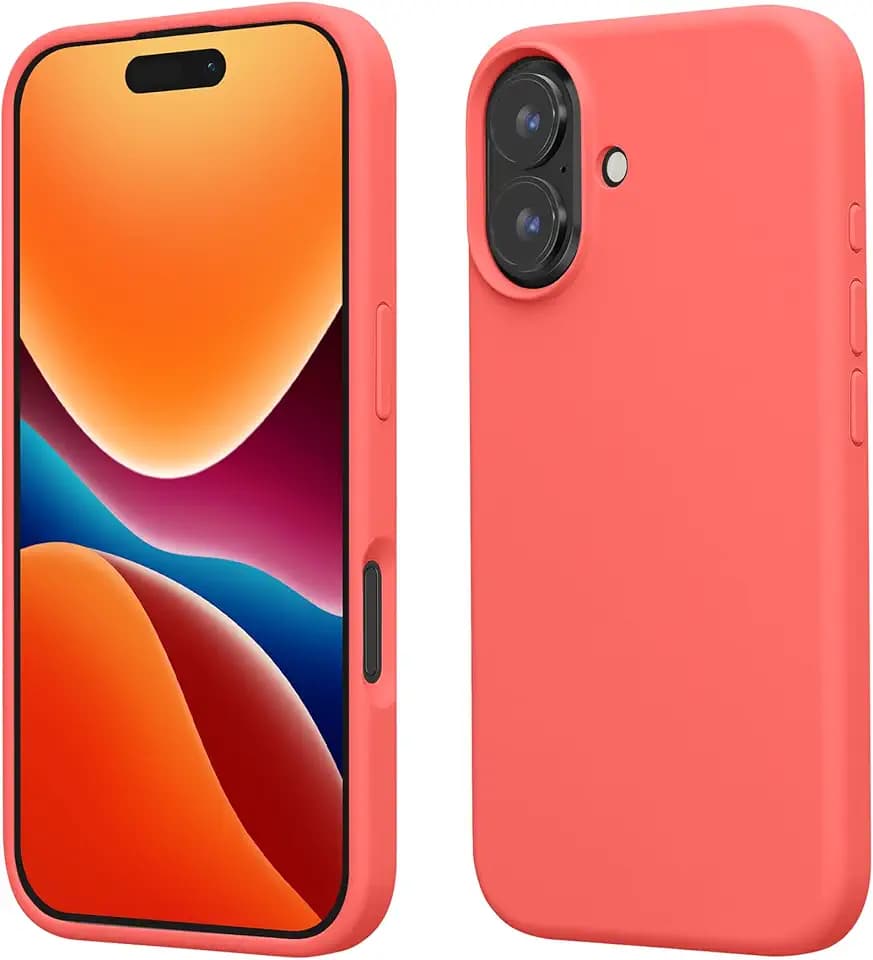 kwmobile Handyhülle für iPhone 16 Hülle, für iPhone 16 Case - Hülle Silikon - kabelloses Laden - Neon Koralle