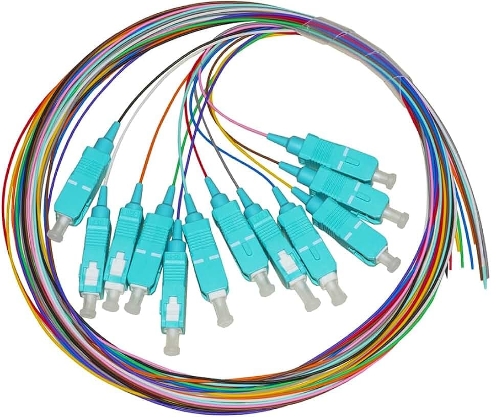 LINK LKSC12PT3 Set mit 12 Pigtail-Kabeln, Optische Faser, SC Om3 Simplex, 1 m, mehrfarbig
