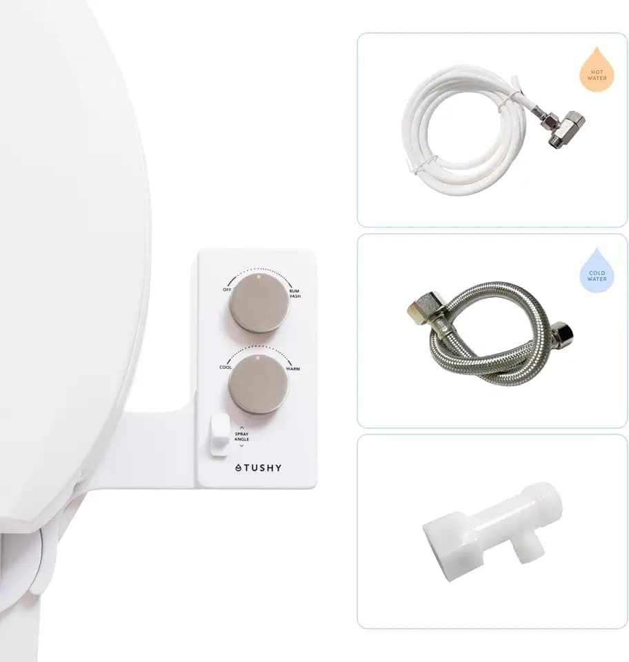 TUSHY Spa 3.0 Cool to Warm Water Bidet Attachment, Brushed Nickel