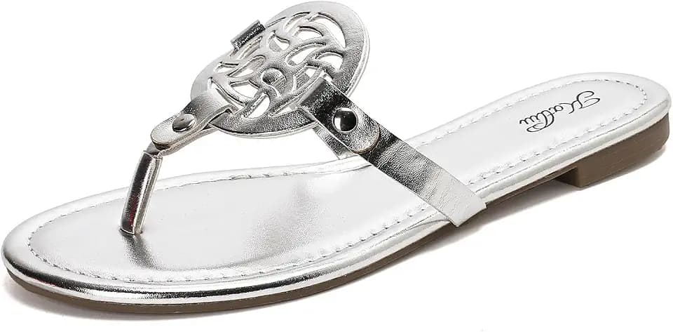 katliu Women's Flat Sandals Dressy Flip Flops
