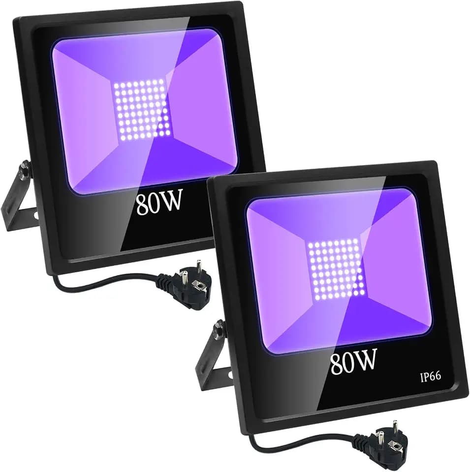 Eleganted 2pcs 80W LED Schwarzlicht IP66 Licht Beleuchtung LED Strahler Flutlicht für Partys, Ultraviolette Schwarzlichtlampe für Fluoreszierende Körperfarbe, DJ-Disco, Neonglühen