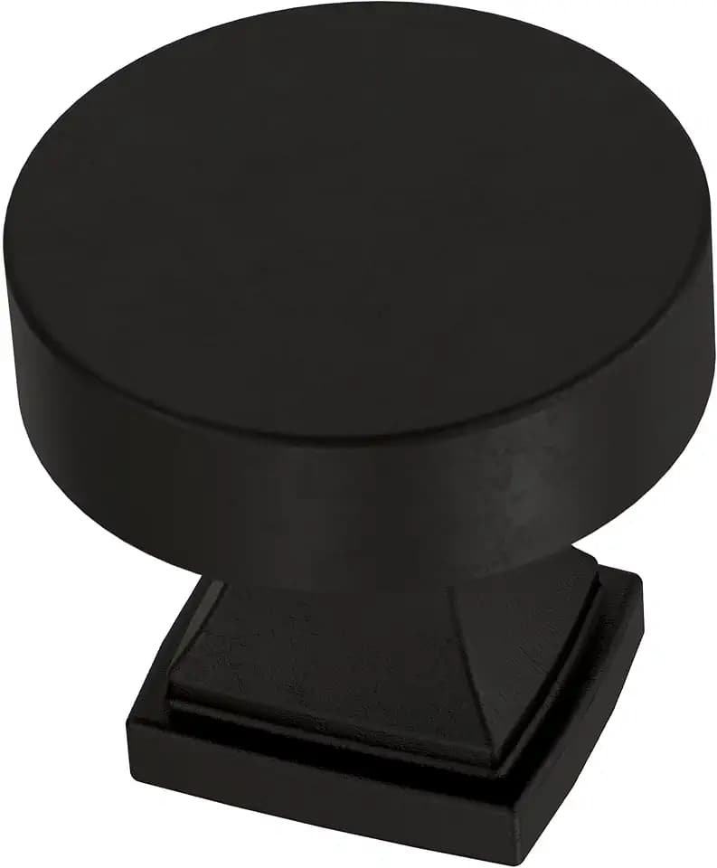 Franklin Brass 10 Pack Matte Black Cabinet Knobs 1-1/16 inch (27mm) Kitchen Cabinet Handles and Drawer Knobs for Cupboards, Dressers, Furniture, Bathroom Vanity | Tiered Foot