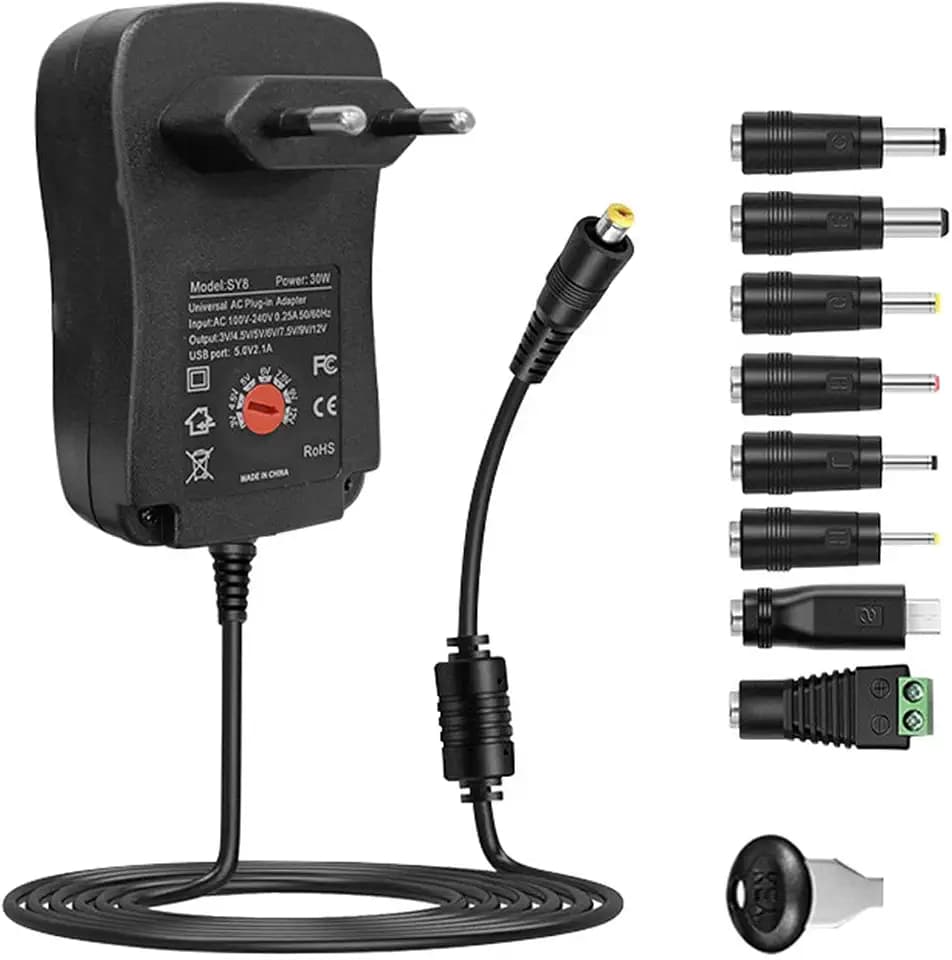 Universelles einstellbares Netzteil, 3V-12V, 1A, 12W, 8 Adapter
