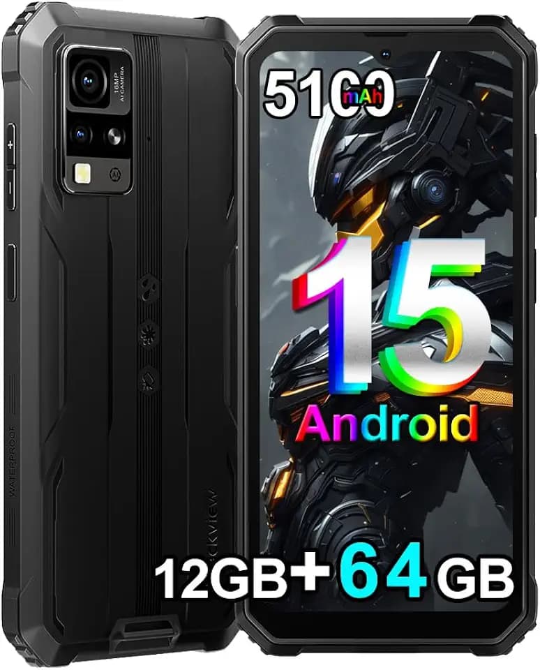 Blackview BV4800 SE (NFC) Téléphone Portable Incassable, 12Go+64Go/TF 1To Octa-Core, Android 15, 6.56" HD+, Smartphone Incassable, 5180mAh, 16MP+8MP, 4G Dual SIM, 3 Slot/GPS/Face ID/NFC Noir