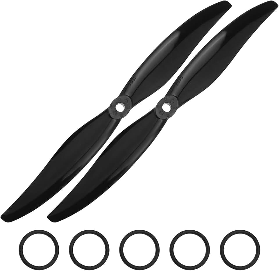 EMSea 2 Stück 7035 Propeller Nylon CCW Propeller Kompatibel mit Radiolink A560 Flugzeugen Entwickelt für 1806KV-2204KV Motoren Schwarz