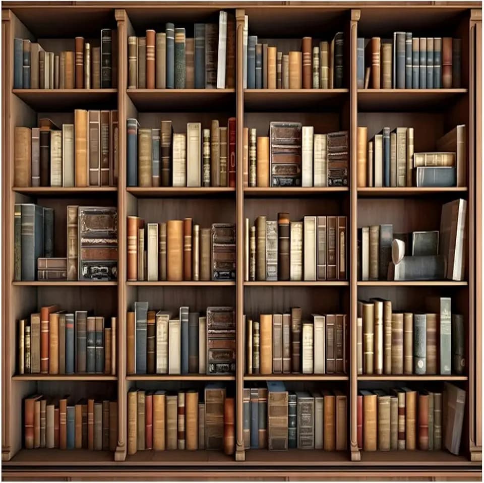 8x8ft Library Bookshelf Photography Backdrop Library Office Study Room Bookcase Photo Background Video Conference School Online Class Poster Banner Decor Wallpaper Portrait Video Studio Prop