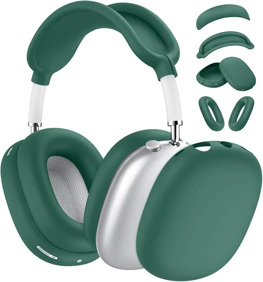 Case for Airpods Max Headphones, Ear Pad Case Cover/Ear Cups Cover/Headband Cover for AirPods Max 2 & 1 (USB-C/Lightning) (2026/2024/2020), Silicone for Apple Airpod Max 2,Accessories Cases,Deep Green
