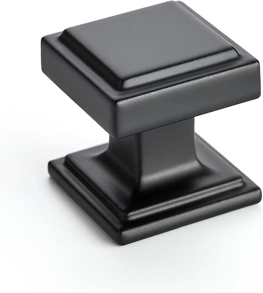 Ravinte Matte Black Square Kitchen Cabinet Knobs,Single Hole,30 Pack